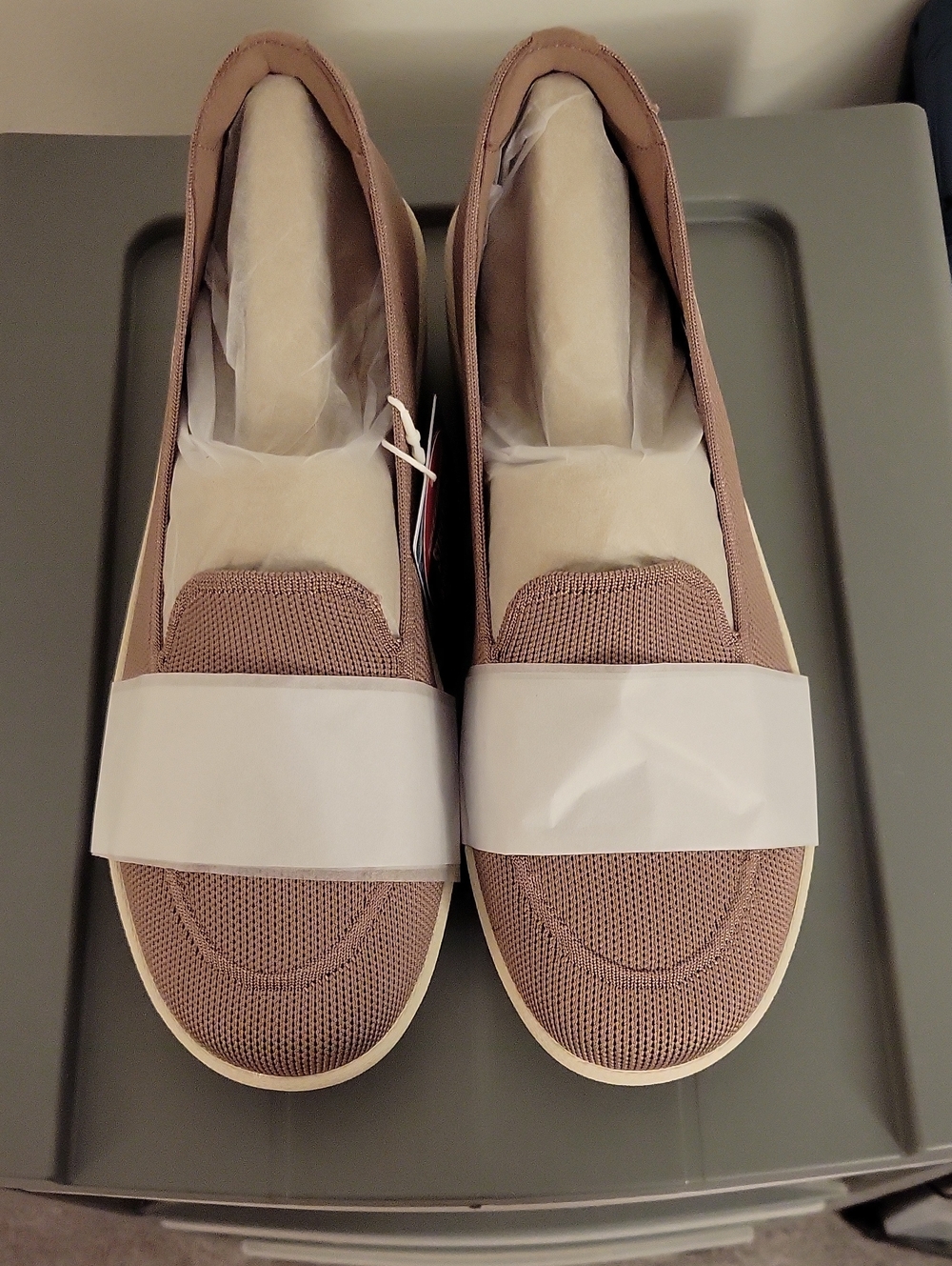 Women's Taupe Slip-On Knit Loafers
